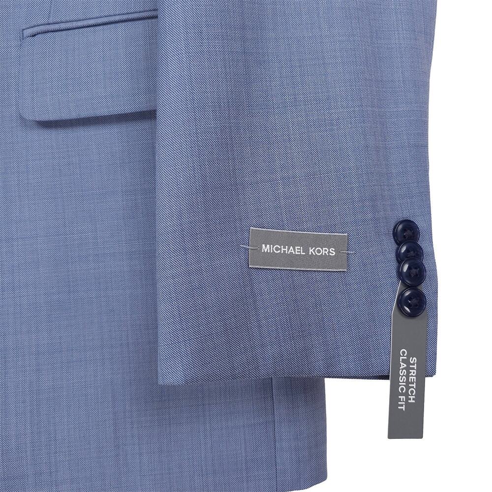 Michael Kors Mens Classic Fit 2 Piece Suit 42L 34x32 Light Blue Stretch Wool NWT - Picture 3 of 16